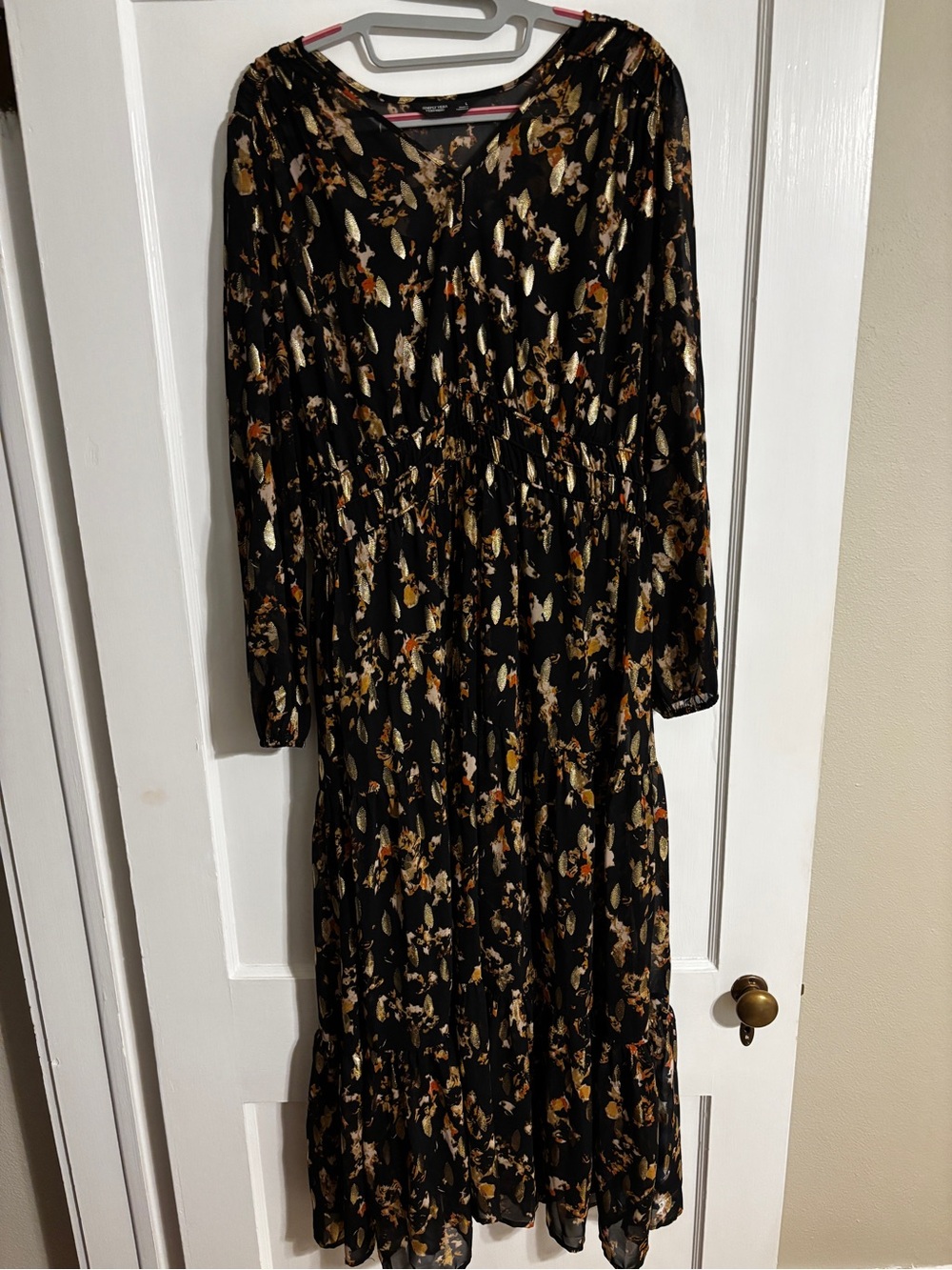 Simply Vera Vera Wang Black Floral Long Sleeve Maxi Dress